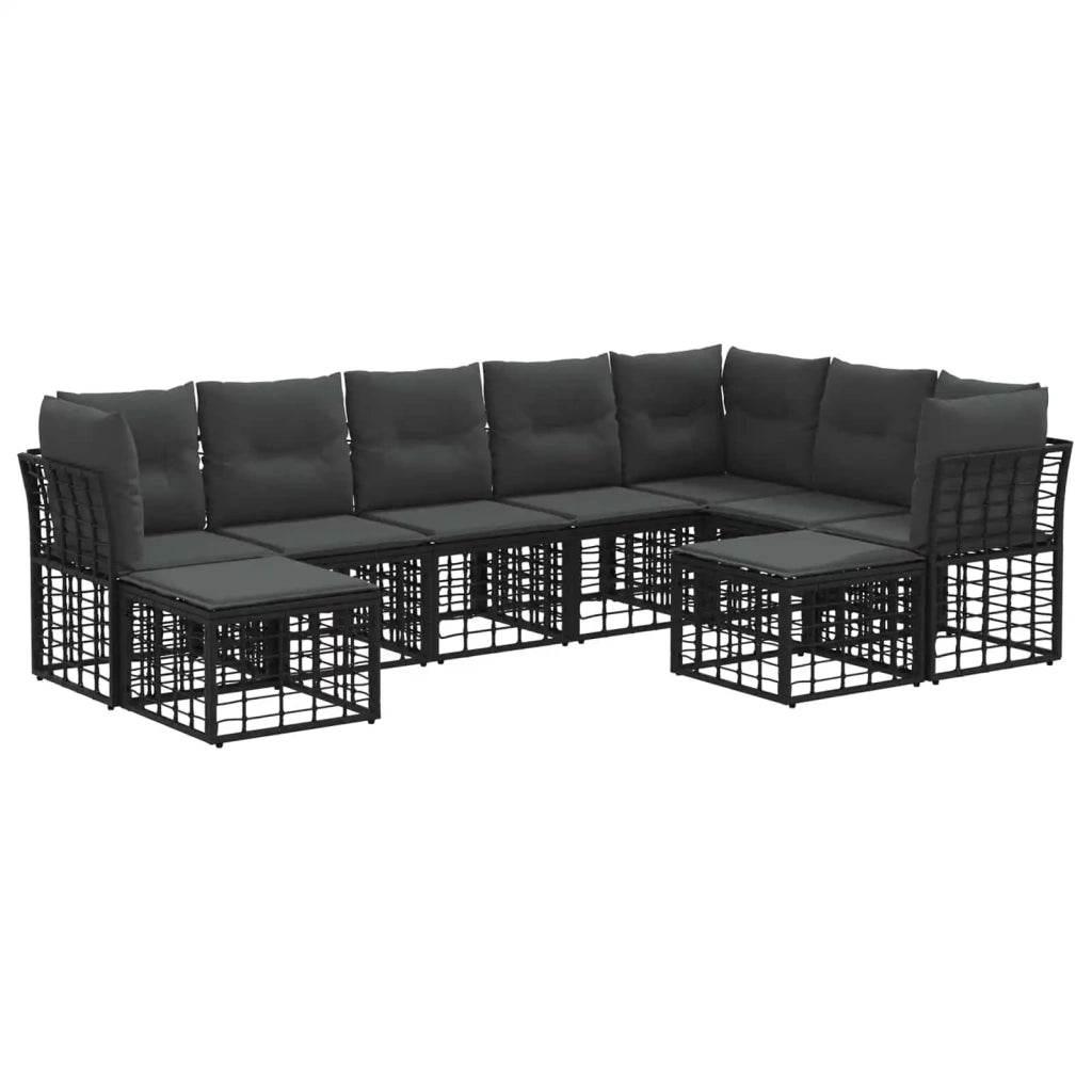 Set di divani da esterno Nero e Grigio scuro Poliestere 3437617