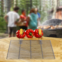 Griglia rettangolare per BBQ 54x34 cm In acciaio inox con manici Per grill a gas, a sfera ecc