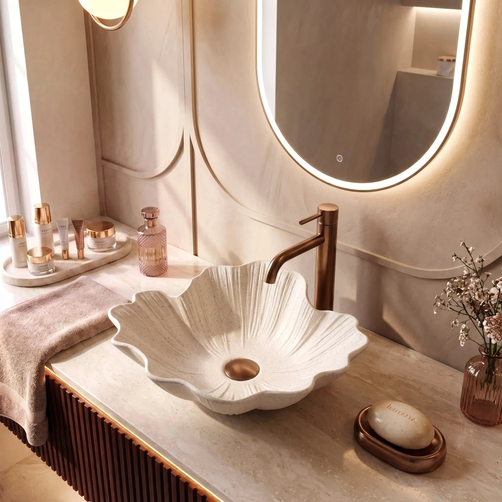 Lavabo Da Appoggio Rea Flower Vanilla