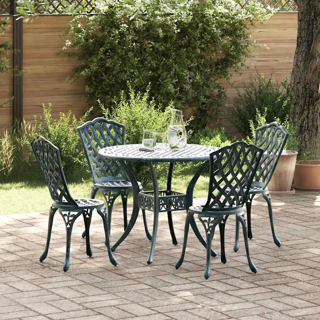 Set da Pranzo per Giardino 5 pcs Verde Alluminio