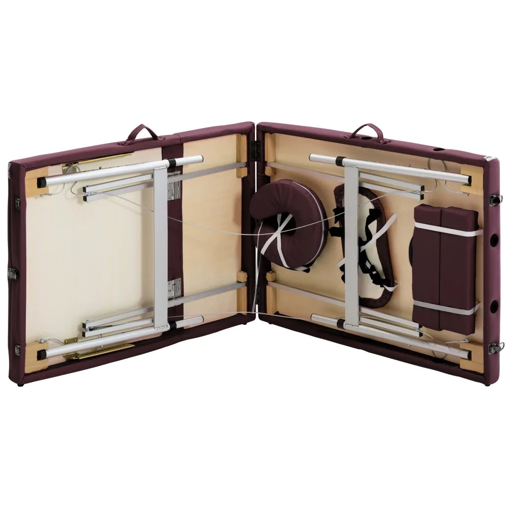 Lettino da Massaggio a 3 Sezioni in Alluminio Viola Vino 110199