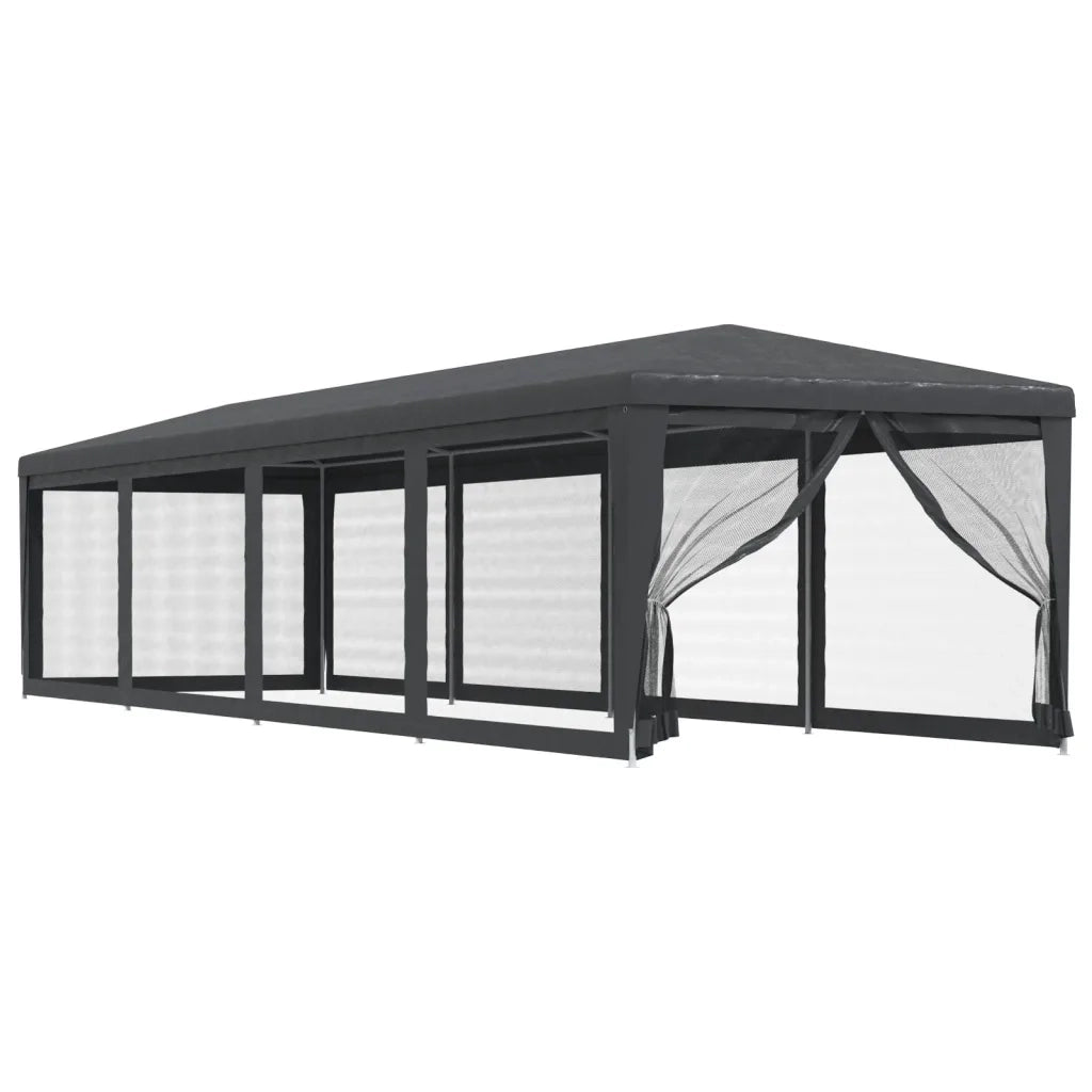 Tenda per Feste con 10 Pareti in Rete-Tenda da campeggio Antracite 3x12 m in HDPE