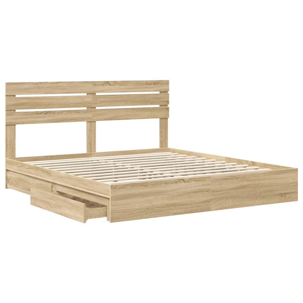 Letto con Contenitore con testiera Rovere Sonoma 180 x 200 cm 3411550