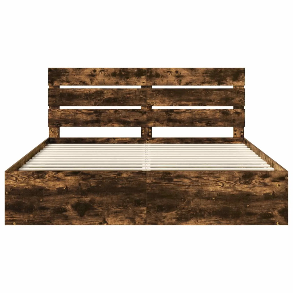 Struttura del letto Rovere fumé 200 x 200 cm Pino massello 3411708