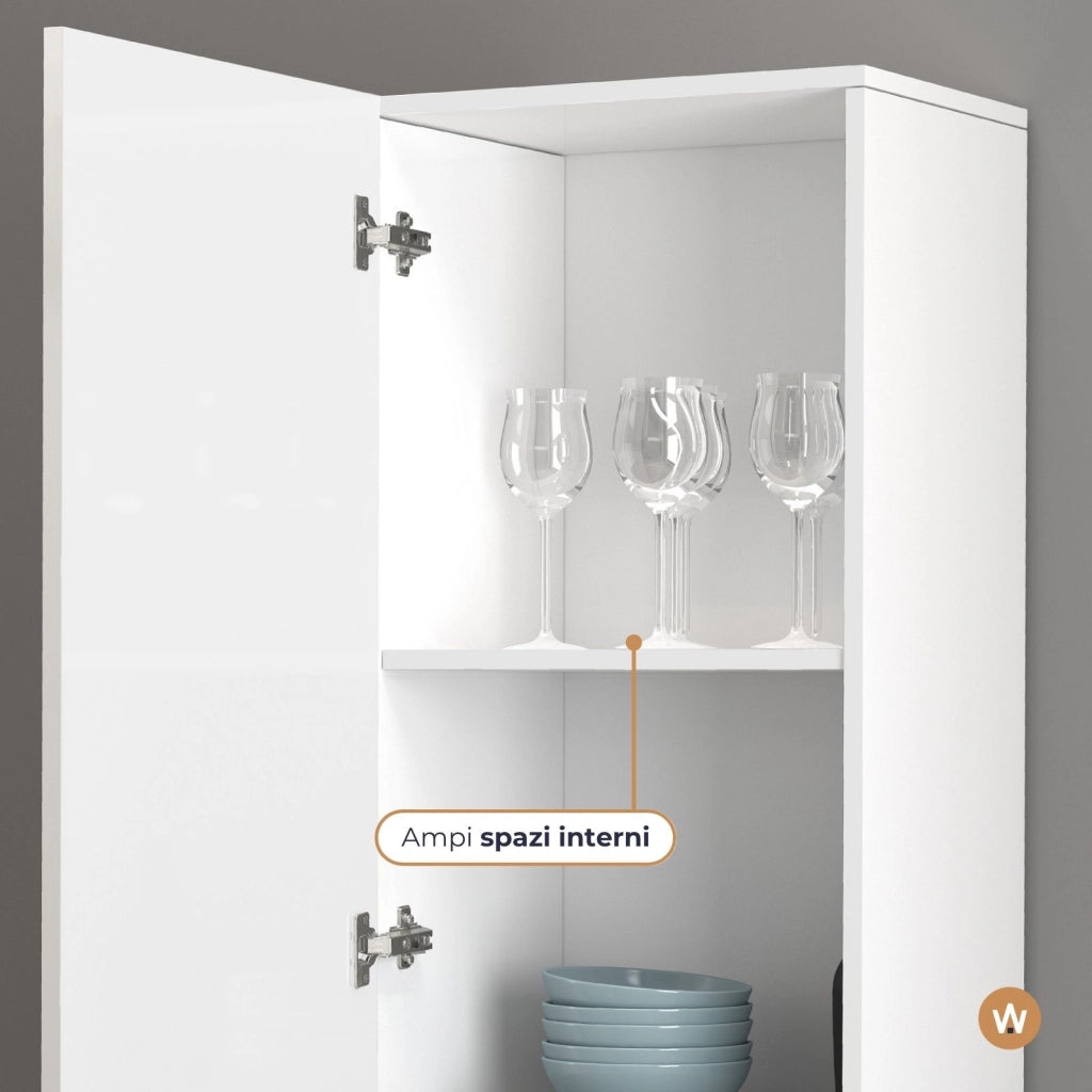 WHOUS Armadio a colonna Egypt con 1 anta e 3 ripiani bianco lucido 45x34,2x190 cm