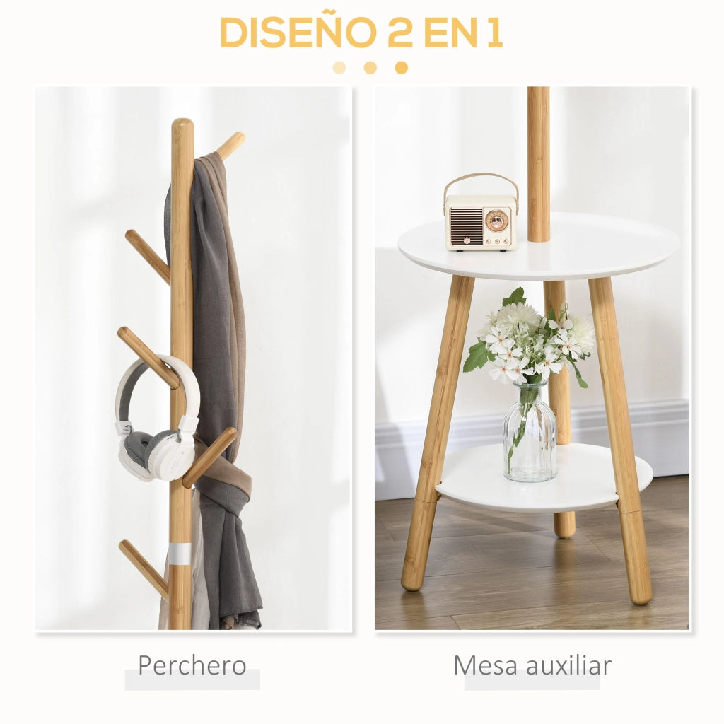 Appendiabiti con ripiani ¨C zephmum ¨C legno di bamb¨´ naturale 39.5x39.5x171 cm