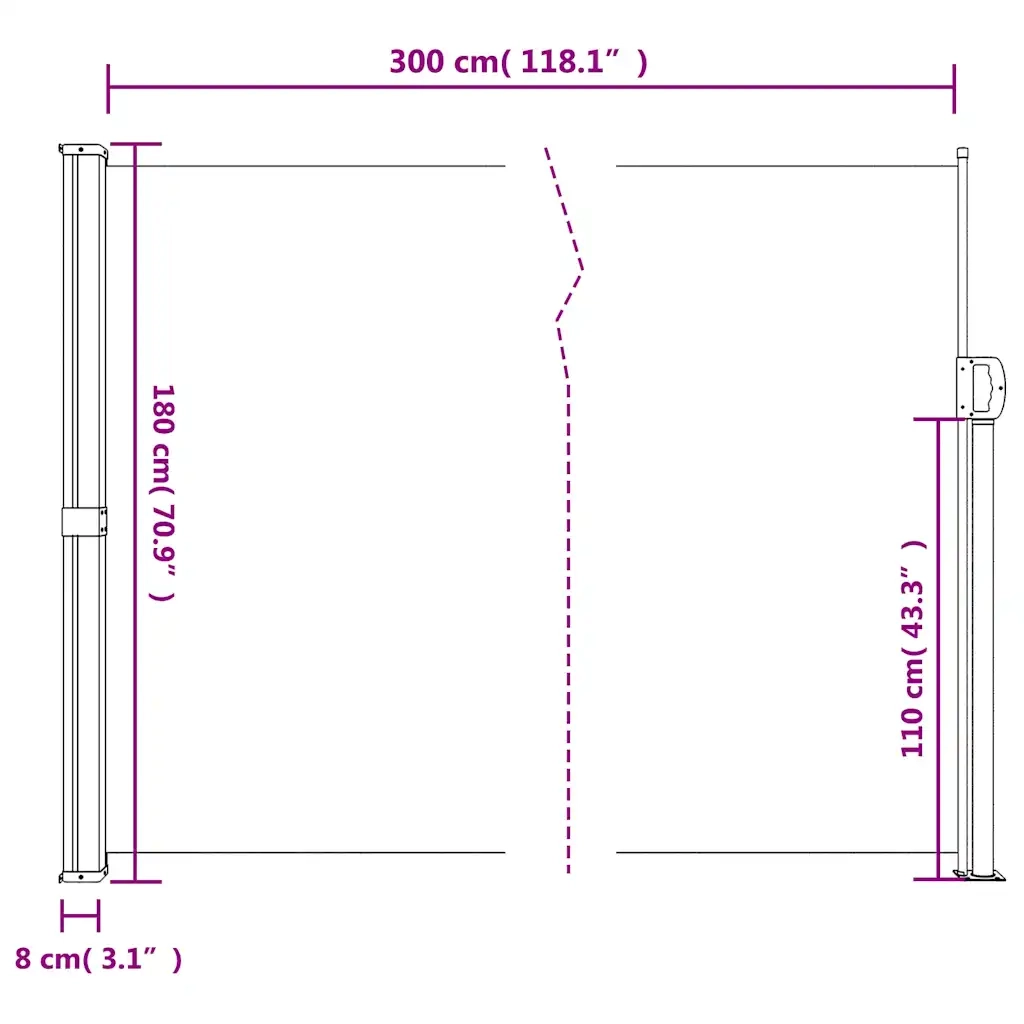 Tenda da Sole Laterale Retrattile Marrone 180x300 cm 4004344