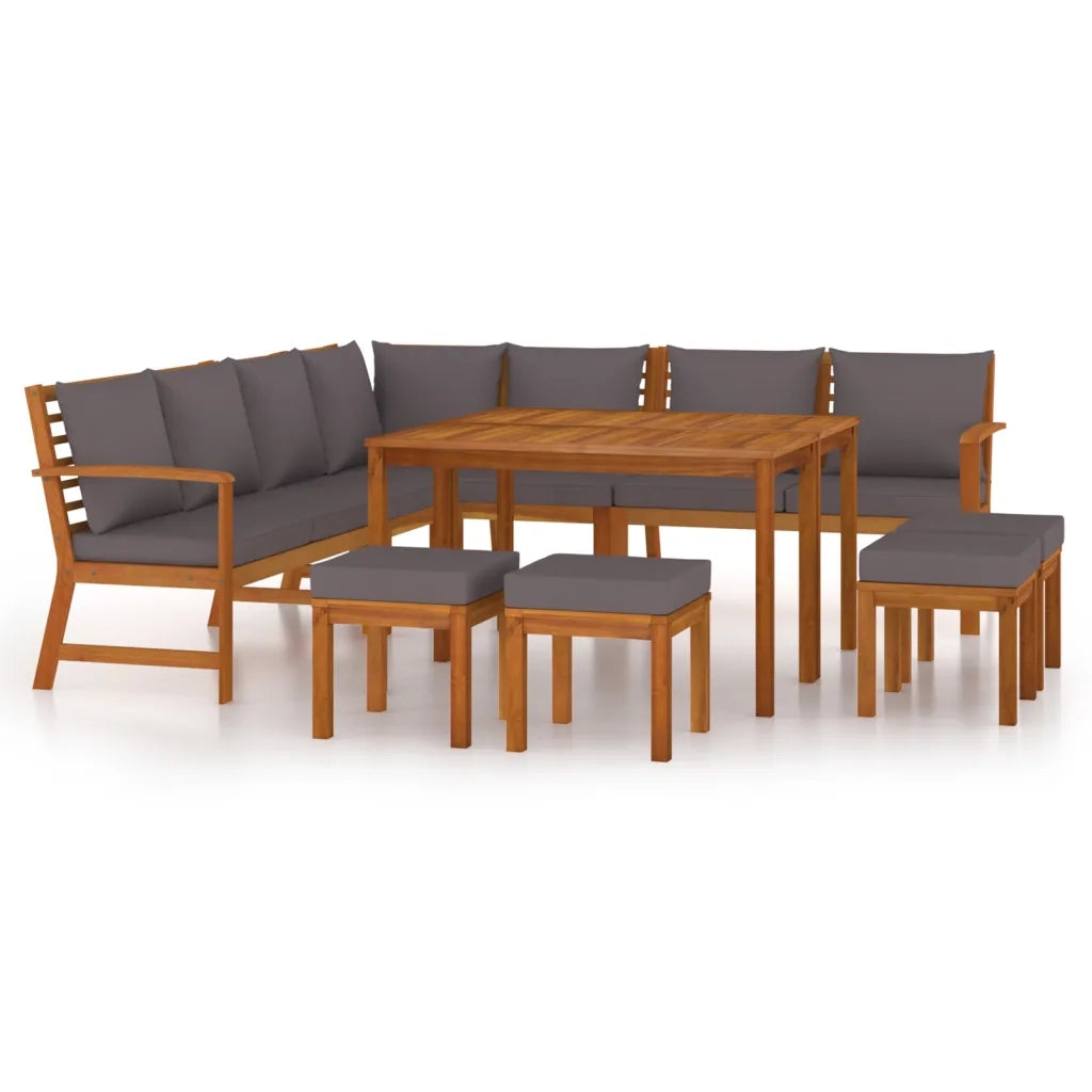 Set da Pranzo Giardino 11 pz con Cuscini Legno Massello Acacia 3154973