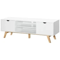 Mobile TV max 65" in Truciolato e MDF Bianco con 2 Credenze Laterali 2 Ripiani Centrali, 150x39x50 cm