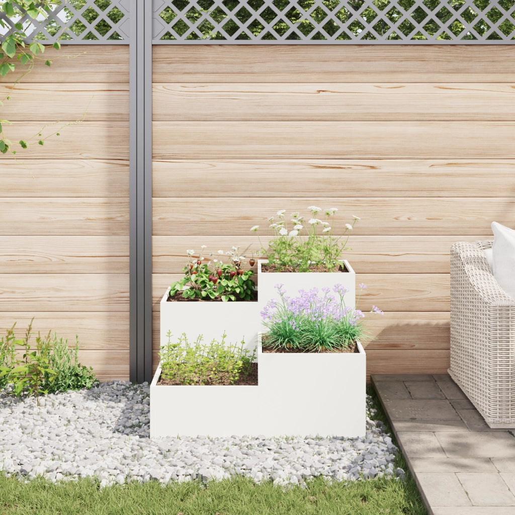 Fioriera da Giardino 80x80x60 cm Acciaio Bianco