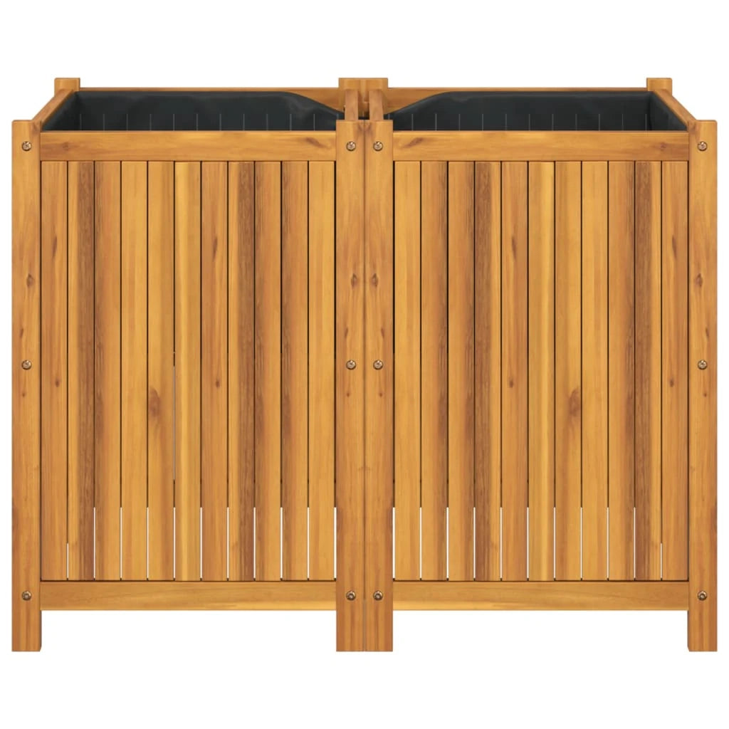 Aiuola rialzata/fioriera con rivestimento 100 x 50 x 75 cm legno massello di acacia marrone 02_0038119