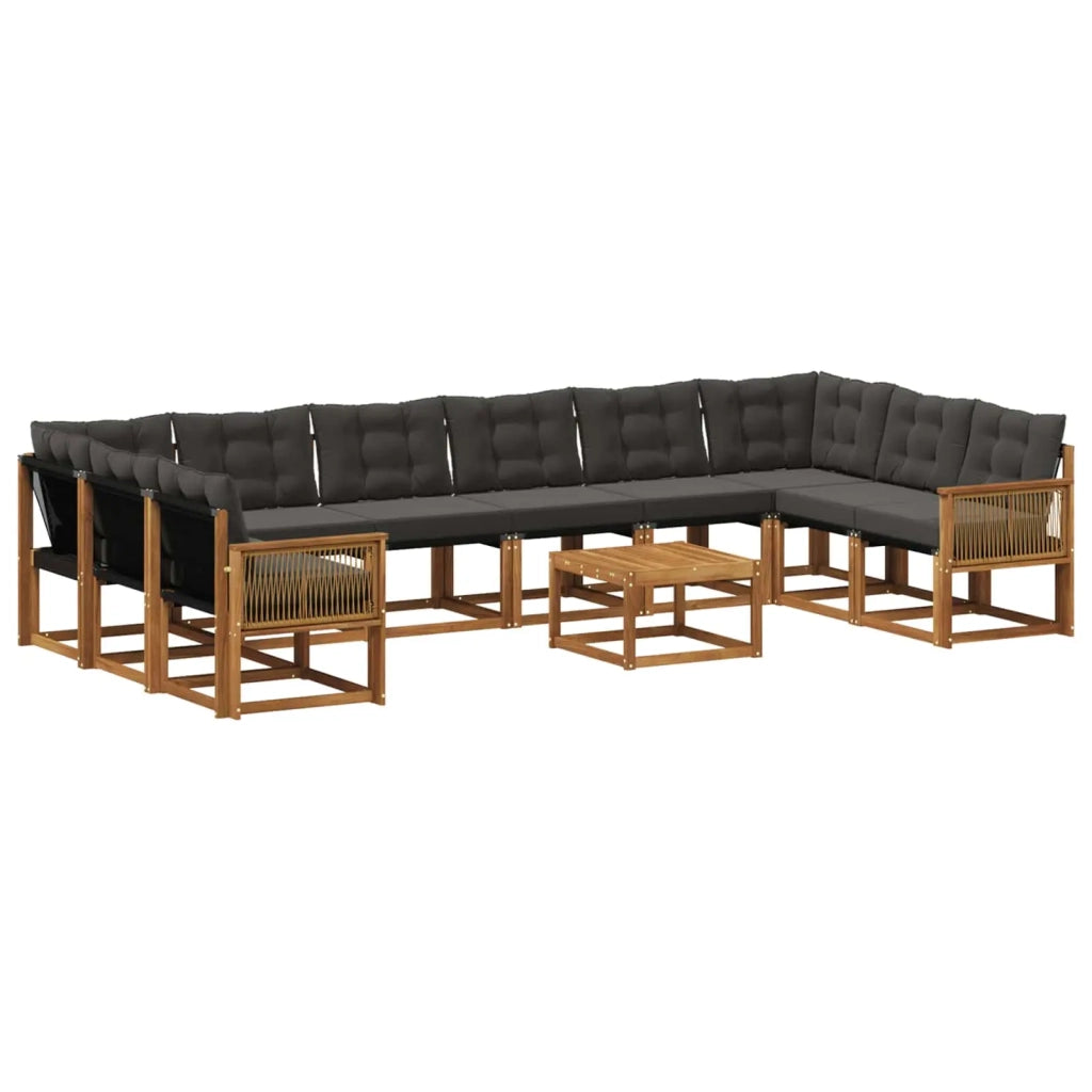 Set di divani da esterno con cuscino 11 pcs Naturale e Nero 3382260