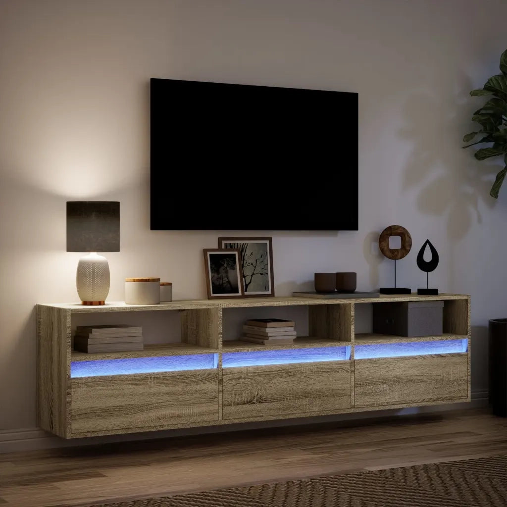 Mobile TV a Parete con LED-Mobile TV a Muro Rovere Sonoma 180x31x45 cm 952751