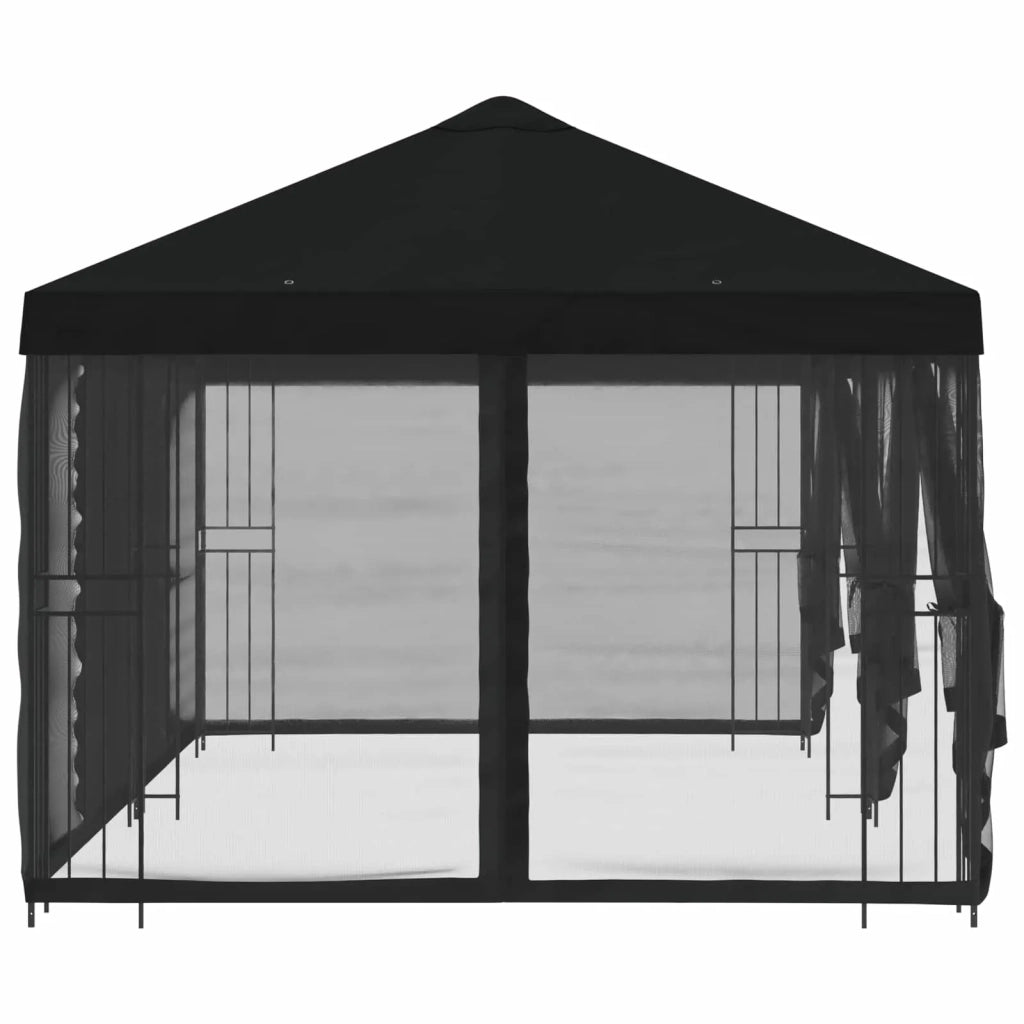Gazebo con pareti laterali 6 x 3 m Nero Poliestere e Acciaio 3376003