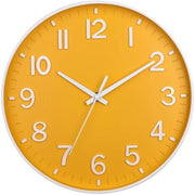 HZDHCLH 30cm orologio da parete silenzioso con secondi battenti e cifre arabe senza ticchettio per decorazione in soggiorno, cucina, ufficio e camera da letto (giallo)