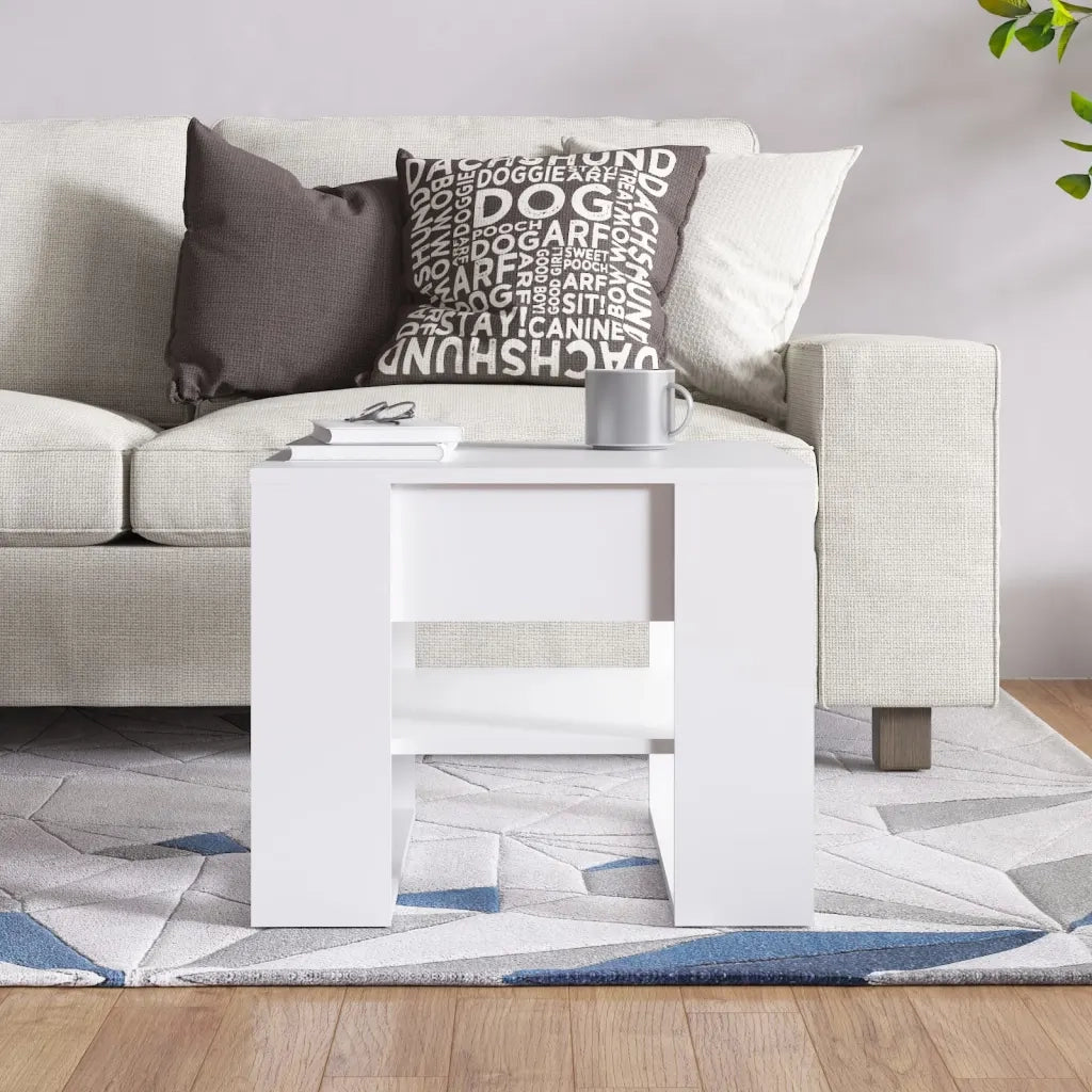 Tavolino da salotto | Tavolino da caff¨¨ | Tavolino da Soggiorno Bianco 55,5x55x45 cm in Legno Multistrato