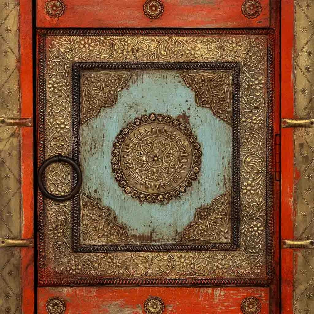 Armadio artigianale in legno rosso 53x40x149h cm