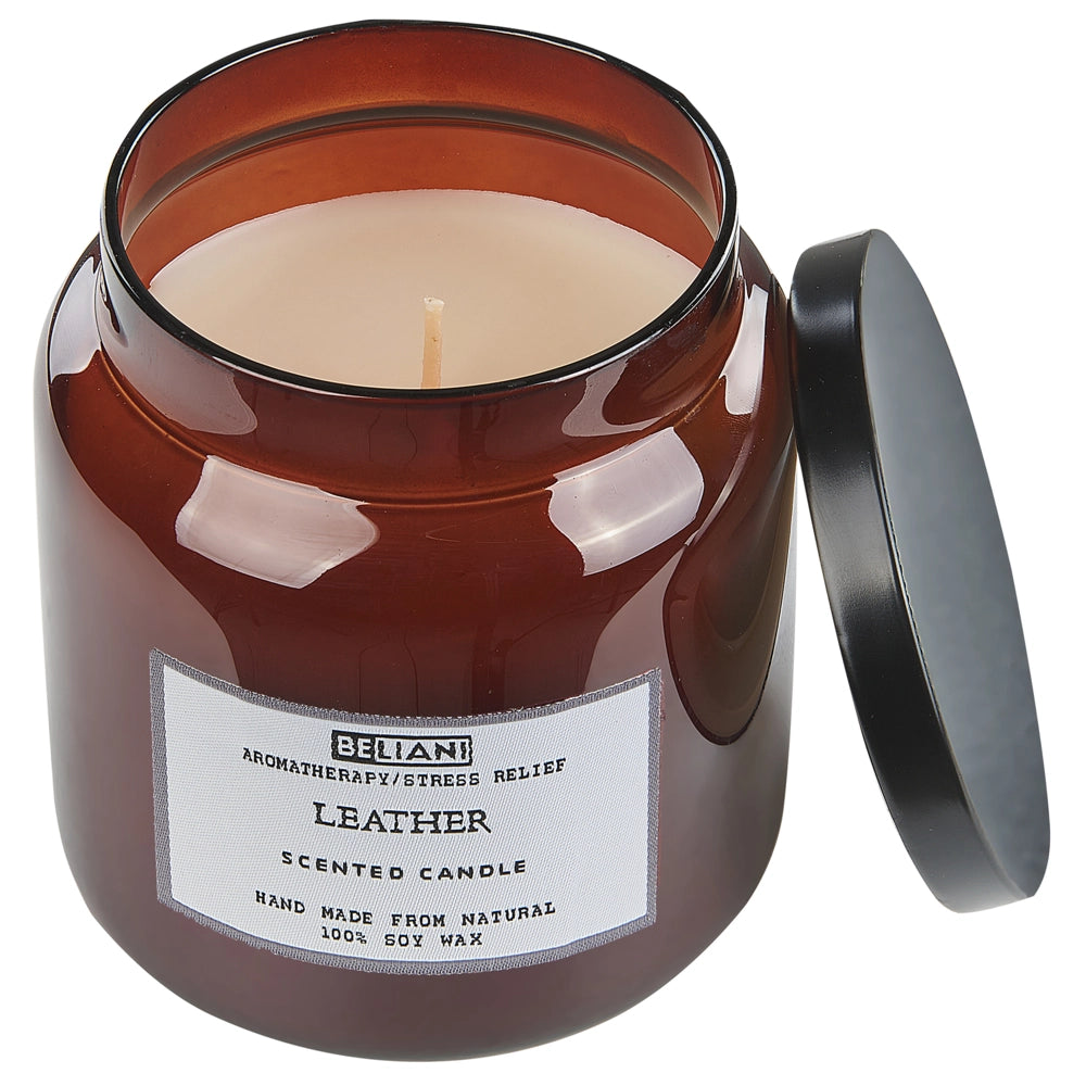 Set di 2 candele profumate multicolore 100% cera di soia stoppino di cotone vetro alimentare fragranza fresca mela dorata/pelle