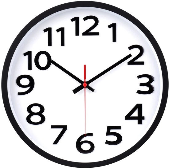Orologio da parete 12 pollici stile, non ticchetta, grandi numeri, orologio da parete facile da leggere per ufficio, scuola, camera da letto, casa