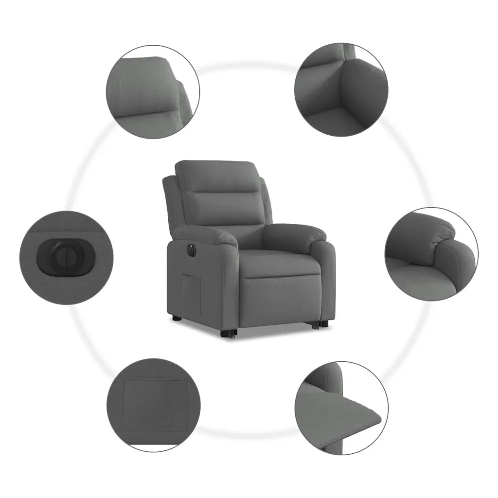 Poltrona Alzapersona Reclinabile Elettrica Grigio Scuro Tessuto 3205005