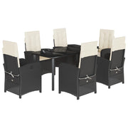 Set da Pranzo da Giardino 7 pz Nero con Cuscini in Polyrattancod mxl 111383