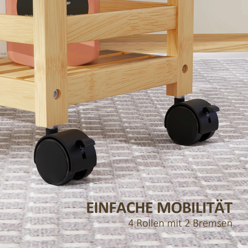 Carrello da cucina 3 ripiani ¨C Xylo ¨C bamb¨´ con protezione anti-caduta 55x20x75 cm