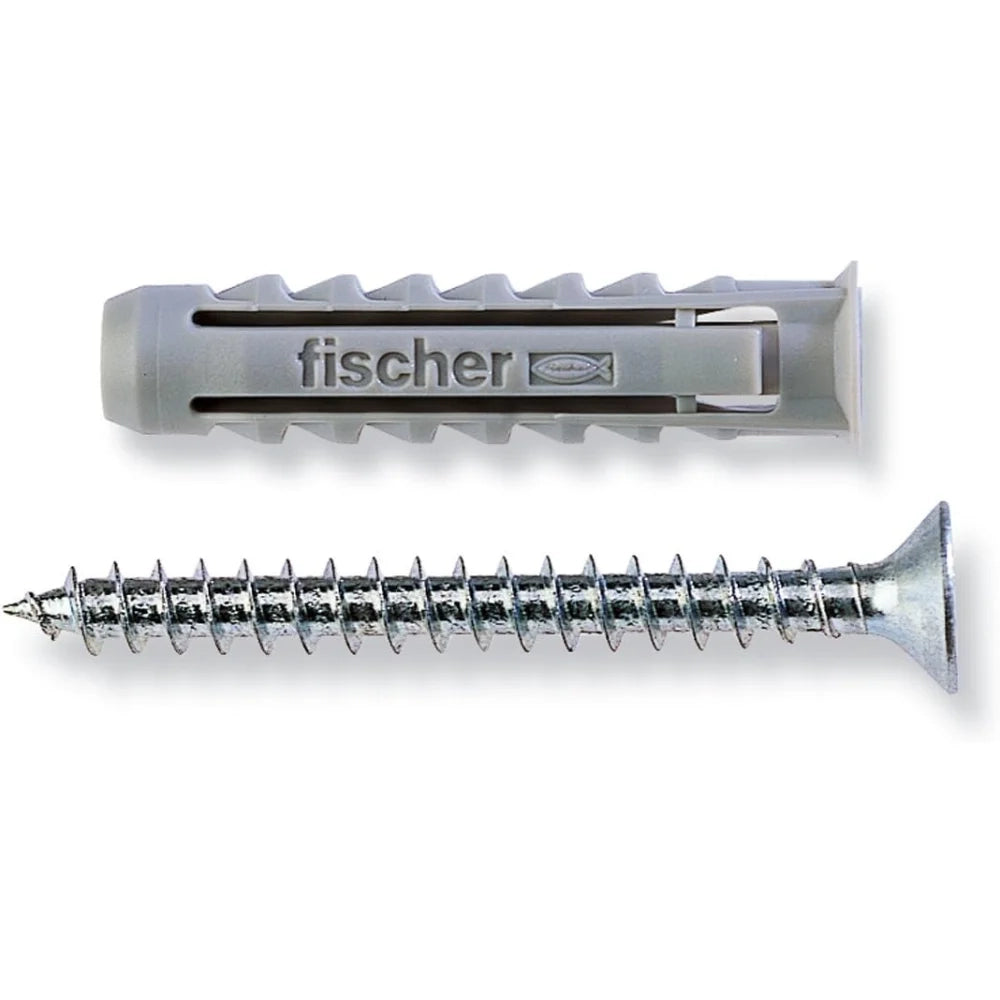 Fischer 50 tasselli sx con vite, 8 x 40 mm, per muro pieno e mat