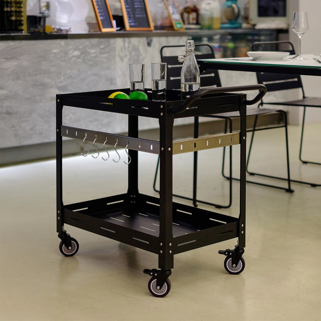Carrello Portavivande Bard in Acciaio con 2 Ripiani e Ruote 72x77x38 cm - Nero casa.pro