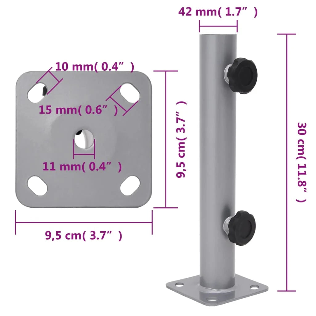 Base per ombrellone di design compatta e portatile per patio 9,5 x 9,5 x 30 cm acciaio argentato 02_0056362