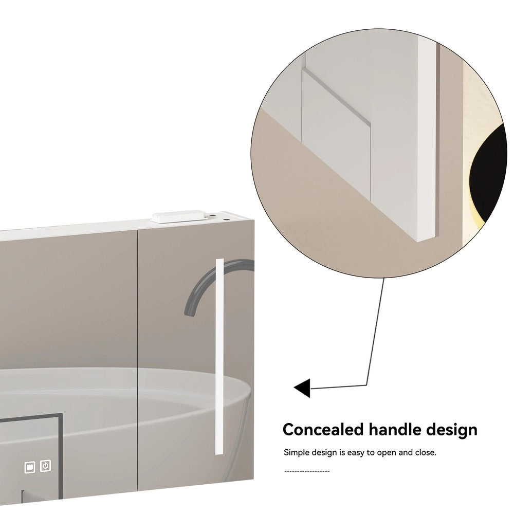 Armadietto Specchio con LED ¨C Xylo ¨C Bagno, Bianco, 80 cm