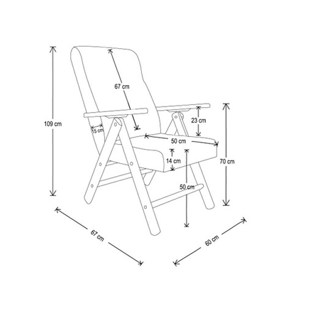 Poltrona Pianosa Regolabile 4 Posizioni in Legno di Faggio Noce e tessuto Beige – Comfort e Relax Quotidiano