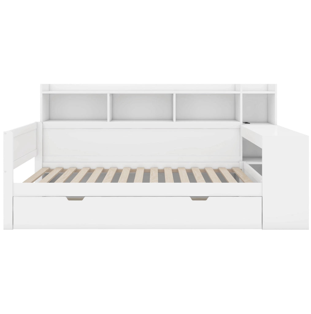 Letto multifunzione 90x200 cm con scrivania, cassetti e prese USB