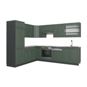 Cucina angolare completa Fame-Line Verde-oro rustico/Antracite 287 x 46 cm senza piano di lavoro Vicco
