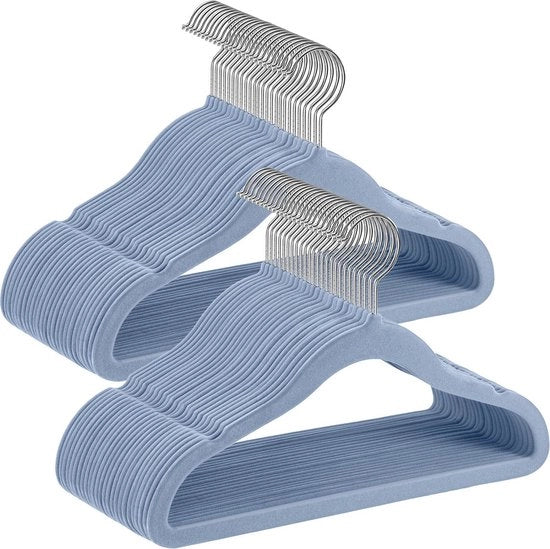 Set di appesiabiti per bambini da 50 – Con 360° ganci rotanti azzurino chiaro