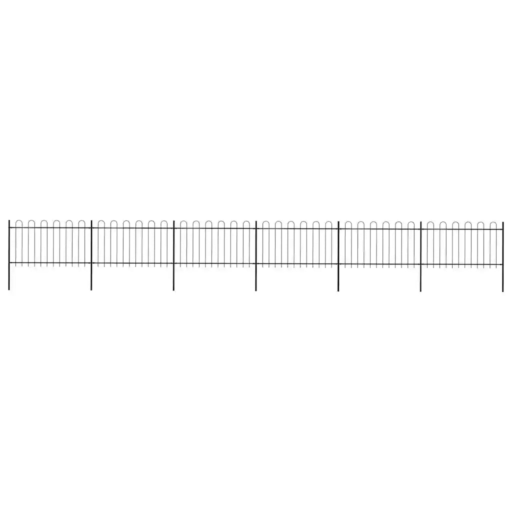 Recinzione da Giardino con Punta Tonda in Acciaio 10,2x1 m Nera