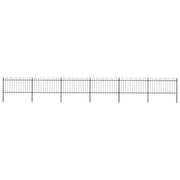 Recinzione da Giardino con Punta Tonda in Acciaio 10,2x1 m Nera