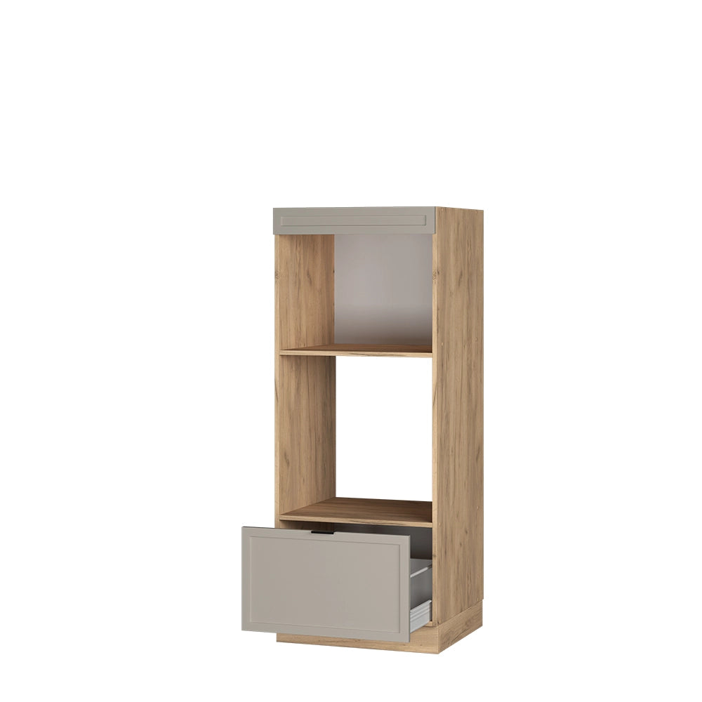 Mobile cucina microonde Fame-Line GrigioBeige/Rovere dorato 60 cm aperto Vicco