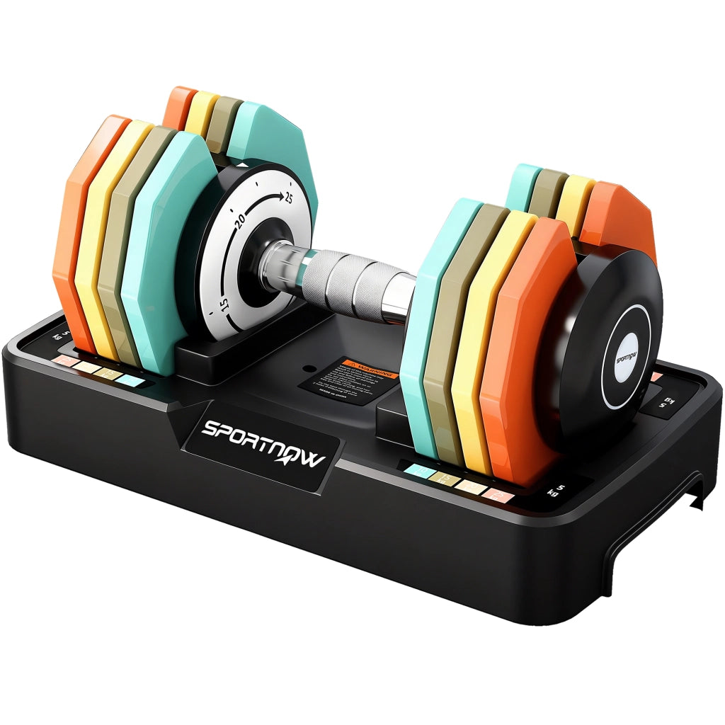 Set manubri regolabile 5 in 1 5-25 kg con base contenitore e manico antiscivolo ¨C zephmum ¨C multicolore