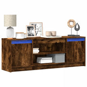 Mobile Porta TV con LED Rovere Fumo 139,5x34x50cm in Truciolato 852198