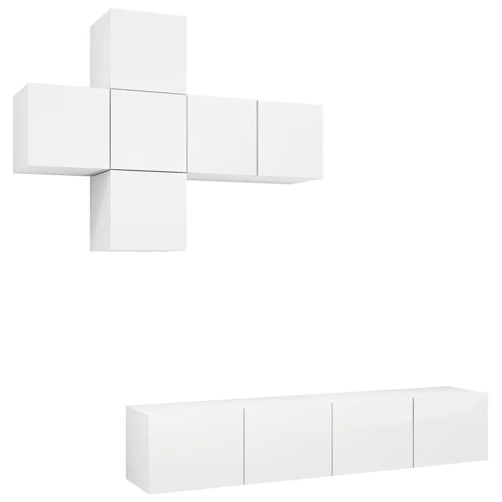 Set Mobile TV 7 pz Bianco in Legno Multistrato 3078707