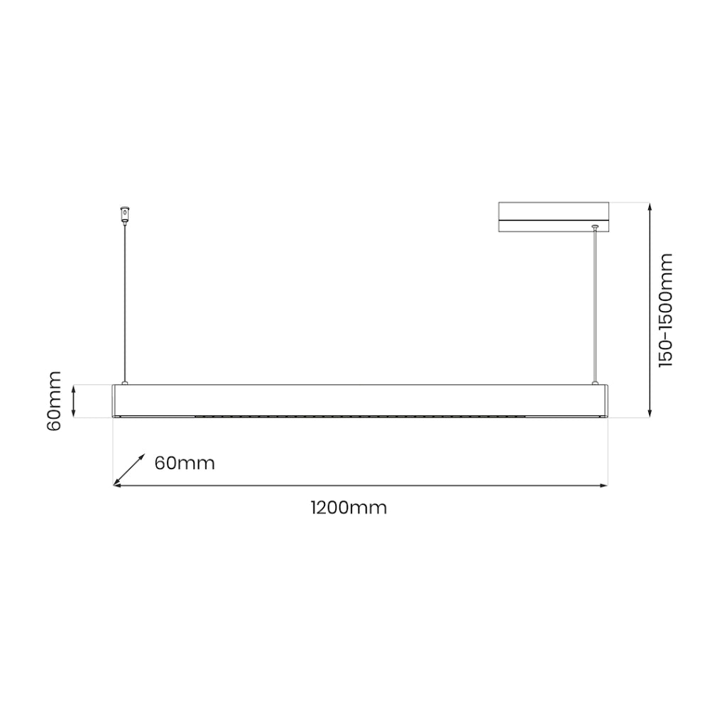 Lampada sospensione lineare nera LED 36W Linea Milagro