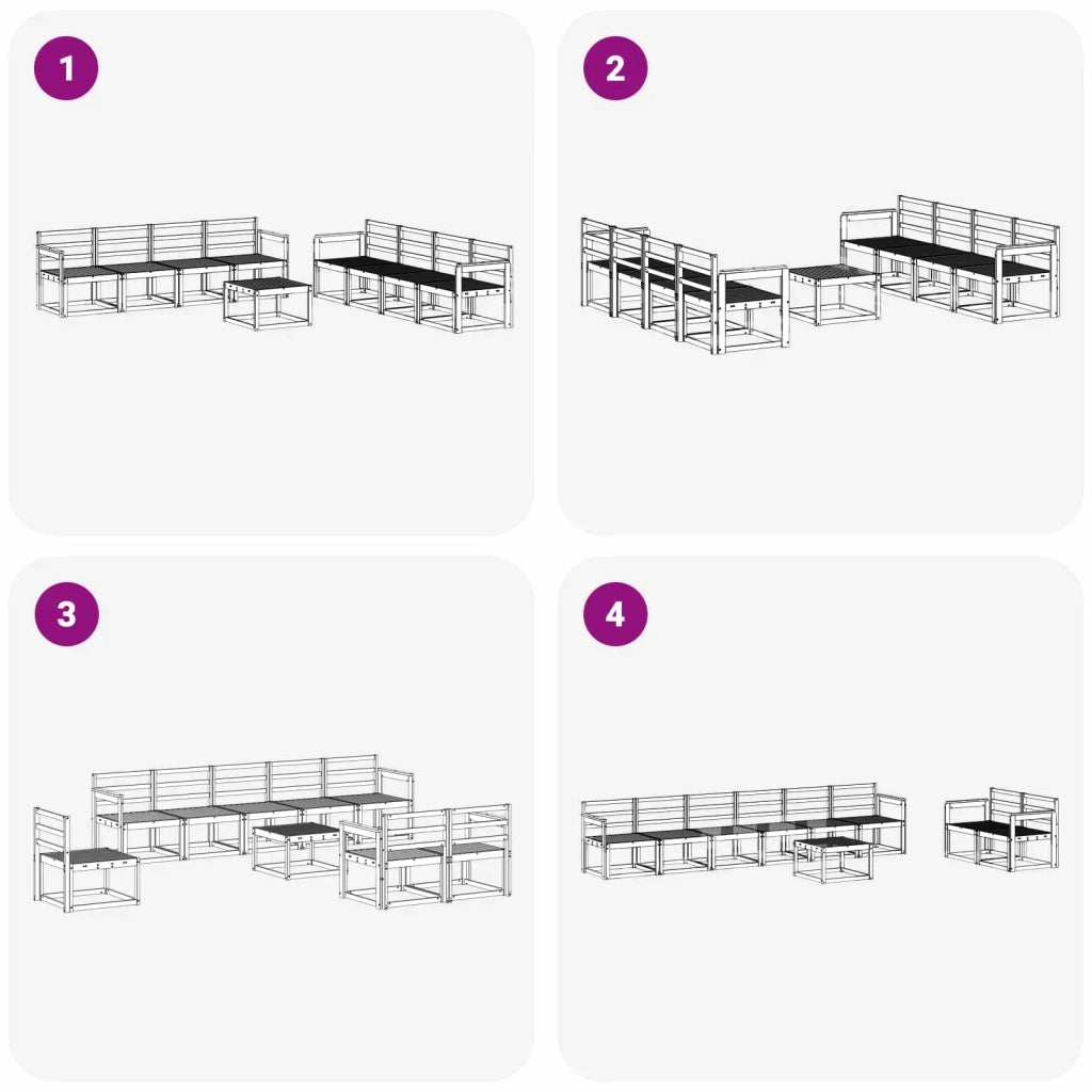 Set di divani da esterno 9 pcs Bianco 59 x 59 x 37 cm 3387408