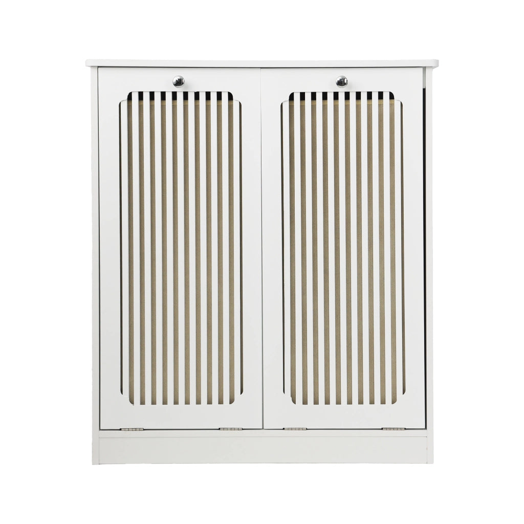 ARMADIO PORTABIANCHERIA Con frontale a lamelle MDF e truciolato Bianco