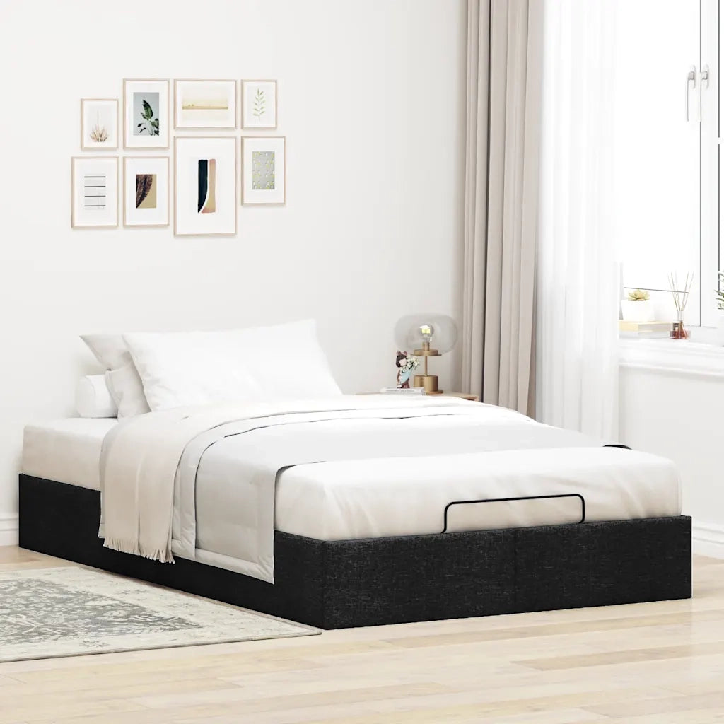 Struttura Letto Pouf senza Materasso Nero 120x190 cm in Tessuto 3310863