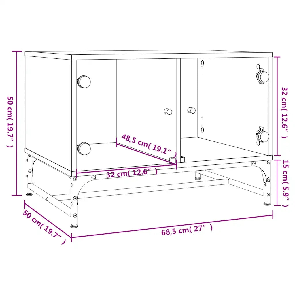 Tavolino da salotto | Tavolino da caff¨¨ | Tavolino da Soggiorno con Ante in Vetro Nero 68,5x50x50 cm