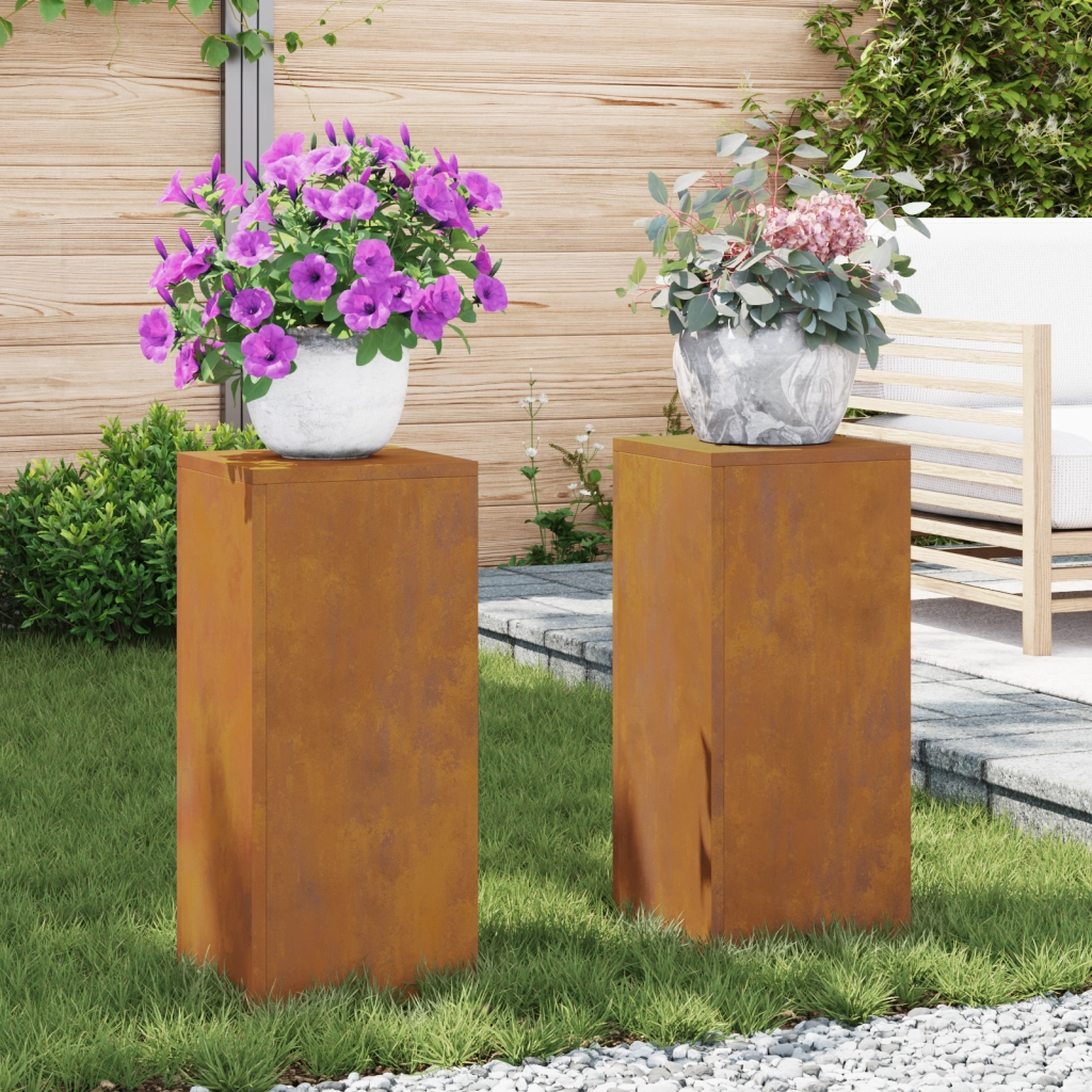 Supporti per Piante da Esterno Pillar 2 pcs 24x24x55 cm Acciaio Resistente