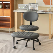 Sedia da ufficio ergonomica girevole con poggiapiedi rotante senza braccioli in tessuto grigio per meditazione
