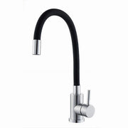 Trade Shop - Miscelatore Rubinetto Lavello Cucina Canna Flessibile Nero Acciaio Satinato 52687 -