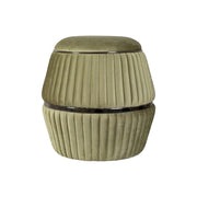 Pouf Doric in Velluto Plisse' Verde e Grafite