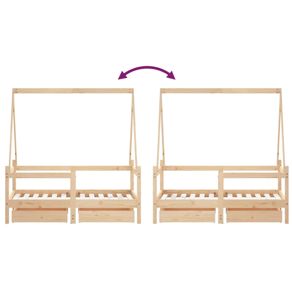 Giroletto Bambini con Cassetti 70x140 cm Legno Massello di Pino 834471